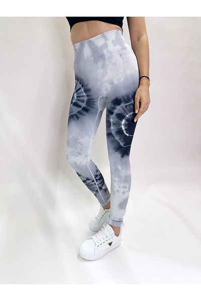 IFASTFASHION High Waist Tie-Dye Seamless Leggings for Women – Stretch Workout Tights, Slim Fit, Black & Gray, Gym