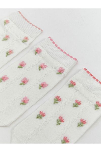 LC Waikiki New Season Floral Baby Girl Booties Socks 3-Piece - S5Hn98Z1