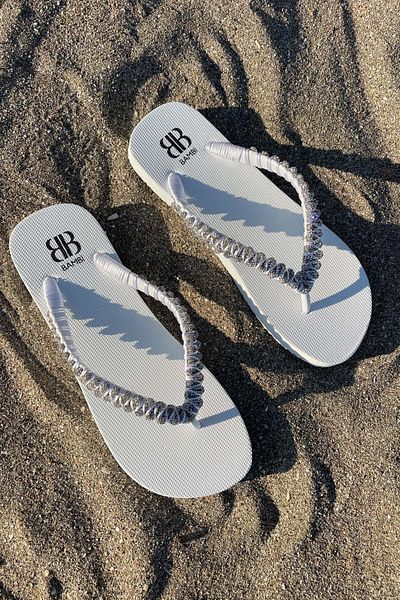 Bambi Papuci de damă White Lame K04376000459