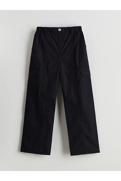 LC Waikiki Black Elastic Waist Girl's Cargo Pants
