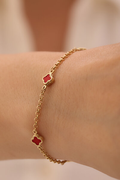 YAVUZ KUYUMCULUK 14 Ayar Altın Beşli Yonca Bileklik