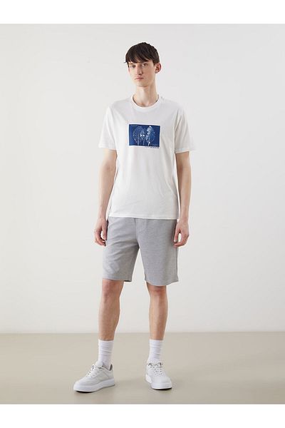 LC Waikiki New Season Crew Neck εμπριμέ χτενισμένο βαμβακερό ανδρικό Tisort - S5NY38Z8