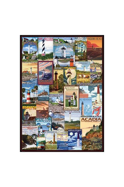 Eurographics Puzzle Eurographics - Lighthouses Vintage Posters, 1000 pieces