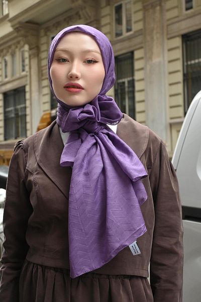 Pull Scarfs Lavender - Zigzag Pattern Bamboo Jacquard