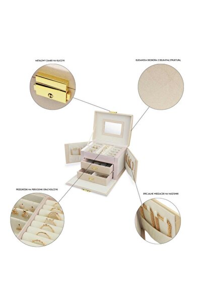 ECARLA Šperkovnice, růžový organizér do kufru, více přihrádek, Jollymag, PD102R