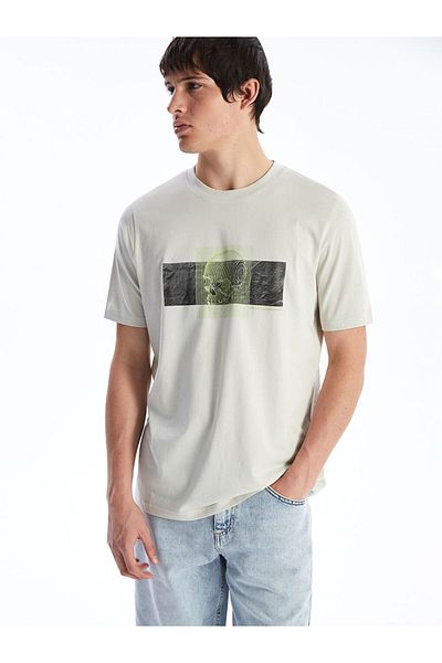 LC Waikiki New Season Crew Neck εμπριμέ χτενισμένο βαμβακερό ανδρικό Tisort - S5FD78Z8