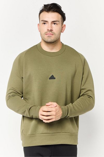 adidas Men Sportswear Fit Long Sleeves Outdoor Sweatshirt, Dark Olive