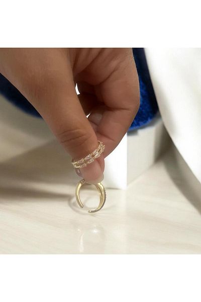 demirosa 1 Pcs Steel Adjustable Stone Stylish Ring