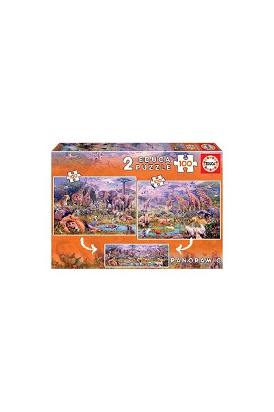 EDUCA Puzzle Educa - Wild Animals, 2x100 pieces