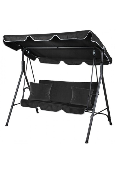 ECARLA Covered garden swing, 3 seats, maximum 260 kg, black cushions, JollyMag, HO01CZ