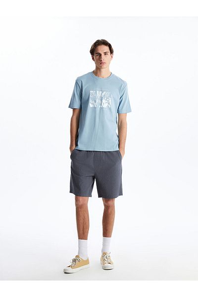 LC Waikiki Tricou pentru bărbați din bumbac pieptănat cu mânecă scurtă cu decolteu și imprimeu de sezon nou - S5EG86Z8