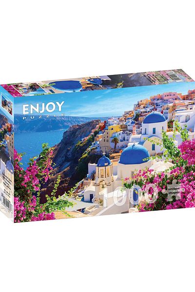 Enjoy Puzzle 1000 pieces Enjoy - Santorini View with Flowers, Greece