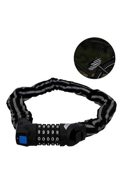 Fischer Anti-Theft Bicycle Reflective Chain, With Code, Length 80 Cm, Steel Link Thickness 8 Mm