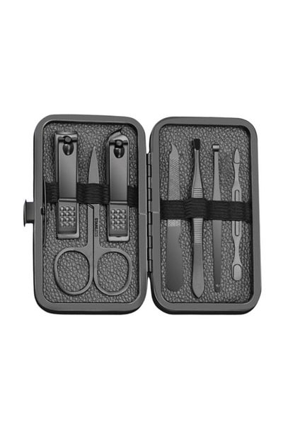ECARLA Manicure and pedicure set, black, 12 in 1, organized in an eco-leather case, JollyMag, AK21