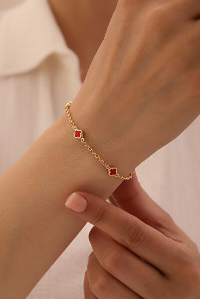 YAVUZ KUYUMCULUK 14 Ayar Altın Beşli Yonca Bileklik