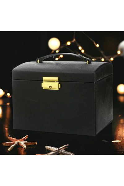 ECARLA Jewelry box, black suitcase organizer box, multiple compartments, Jollymag, PD102CZ