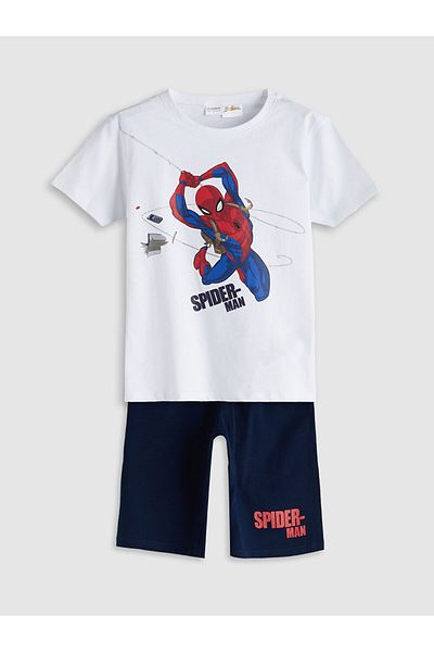 LC Waikiki Set pijamale pentru băiat cu decolteu crew cu imprimeu Spider-Man pentru sezon nou - S5FU65Z4