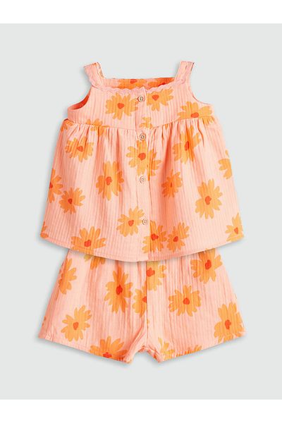LC Waikiki New Season Floral Baby Girl Muslin Blouse and Shorts Set of 2 - S5H988Z1