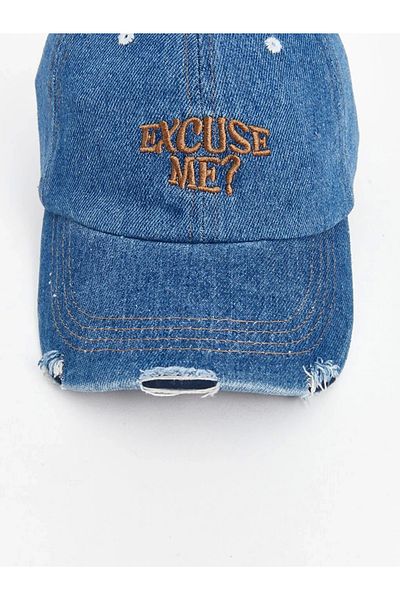 LC Waikiki Accessories Embroidery Embroidered Blue Denim Men's Cap Hat