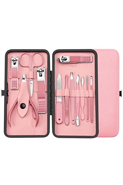 ECARLA Sada na manikúru a pedikúru, růžová, 12 v 1, uspořádaná v koženém pouzdře, JollyMag, AK20