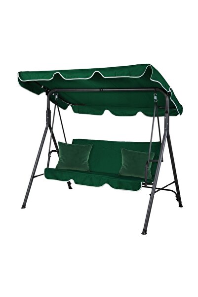 ECARLA Covered garden swing, 3 seats, maximum 260 kg, green cushions, JollyMag, HO01ZIE