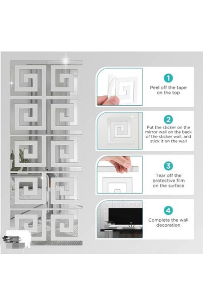 OEM Set de 10 oglinzi, autoadezive, acrilice, 10x10x0,1cm, transparente