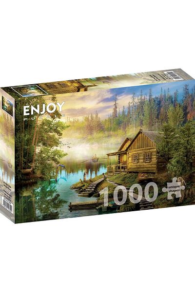Enjoy Puzzle 1000 pieces Enjoy - A Log Cabin on the River