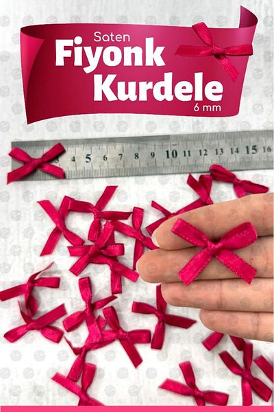 t tuğset etiket Bow Satin 6 mm Ribbon Bow Ribbon Ornament 50 Pieces -T1380