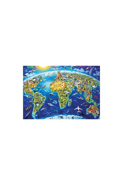 EDUCA Educa Puzzle - World Landmarks Globe, Adrian Chesterman, 2000 pieces, includes puzzle glue