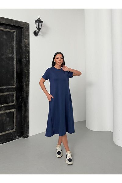 Butik Serdivan Κοντομάνικο Basic Modal ύφασμα Γυναικείο μακρύ φόρεμα Trend Νέας σεζόν