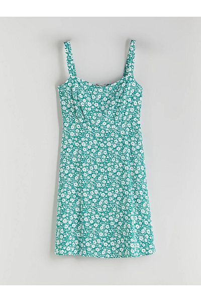 LC Waikiki Lcw Vision U-Neck Floral Strap Waist Mini Dress