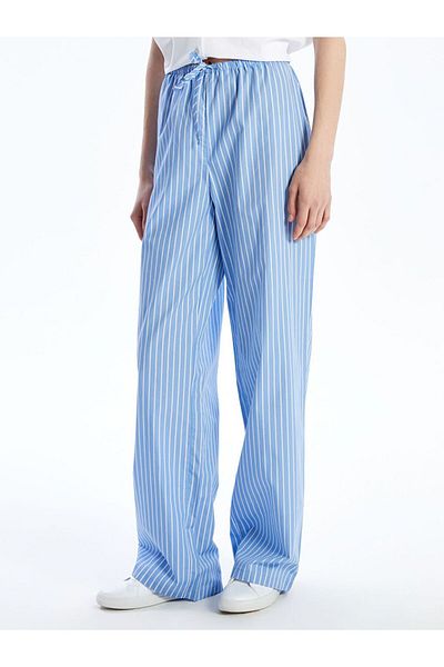 LC Waikiki Lcw Vision Women's Elastic Waist Striped Poplin Trousers