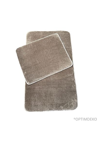 OPTIM DEKO Ultra-Fluffy and Non-Slip Bath Mat Set, 100x60 + 60x50 cm, Premium Comfort, Maro Inchis