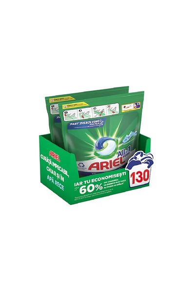 Ariel Detergent de rufe automat Ariel All in One PODS Mountain Spring, 2x65 buc, 130 spalari