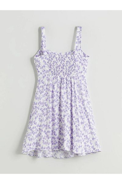 LC Waikiki Lcw Vision U-Neck Floral Strap Waist Mini Dress