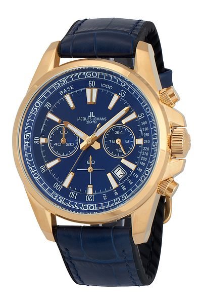 Jacques Lemans Ανδρικό Ρολόι Jacques Lemans 1-2117G, Quartz, 44mm, 20ATM