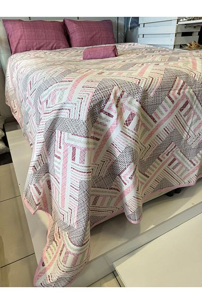 ŞENER HOME Meander Patterned Sheet Elastic Single Pique Set