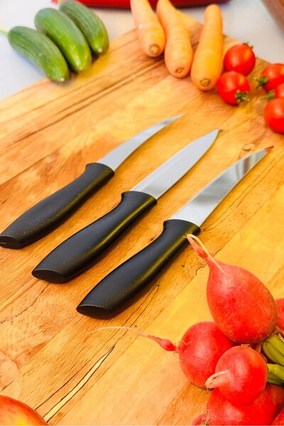 Rooc 3'lü Paslanmaz Çelik Mutfak Bıçak Seti - Ergonomik Sap