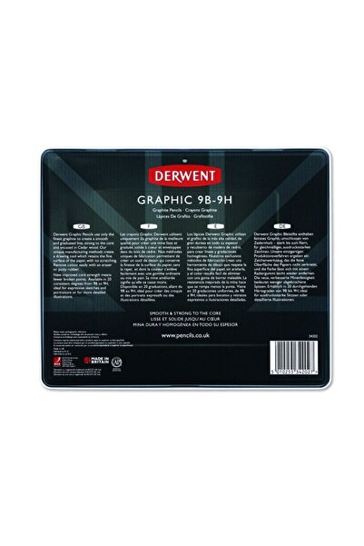 Derwent Graphic Dereceli Karakalem 24'lü Set 9b 9h Arası Tonlar