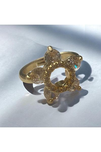 demirosa 1 Pcs Steel Adjustable Stone Stylish Ring