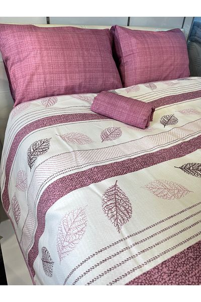 ŞENER HOME Leaf Patterned Sheet Elastic Single Pique Set