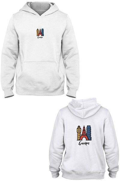 Pisa Art Europe Front Back Printed Kangaroo Pocket Hooded Sweatshirt Bll3092