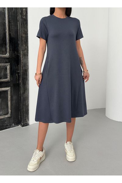Butik Serdivan Κοντομάνικο Basic Modal ύφασμα Γυναικείο μακρύ φόρεμα Trend Νέας σεζόν