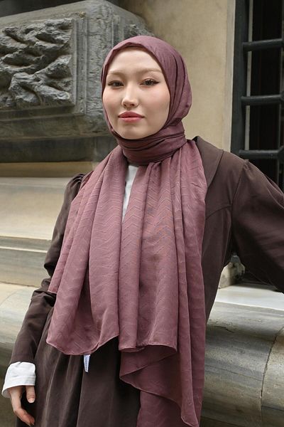 Pull Scarfs Dried Rose - Zigzag Pattern Bamboo Jacquard