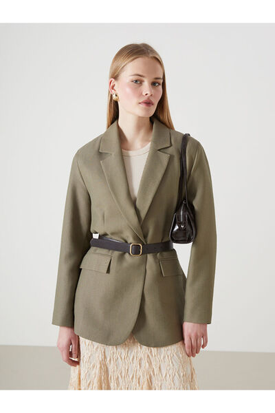 LC Waikiki Lcw Vision Khaki Women's Blazer Jacket S5Gy06Z8Nvy25