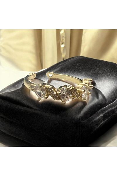 demirosa 1 Pcs Steel Adjustable Stone Stylish Ring