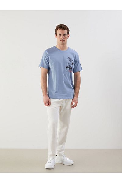 LC Waikiki Tricou pentru bărbați din bumbac pieptănat imprimat cu mânecă scurtă, sezon nou - S5J817Z8