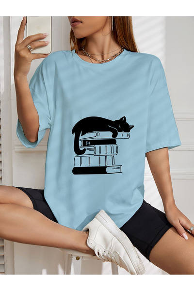 EFFRENATU hıla fashion Unisex μπλουζάκι με στάμπα γάτας, μεγάλο μέγεθος