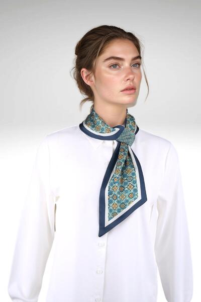 Walkenzo Vintage Inspired Floral Patterned Modern Design Women's Tie Scarf