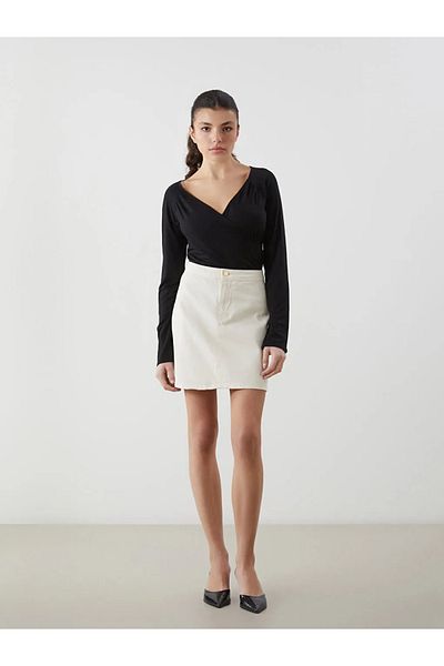 LC Waikiki Natuvera Ecru Standard Fit Women's Jean Skirt
